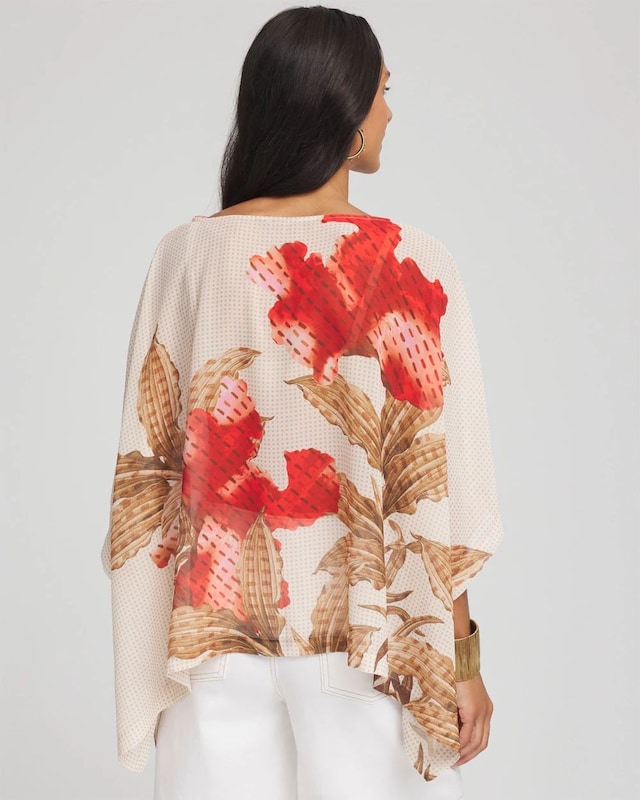 Floral Chiffon Pull-Over Poncho - image 3